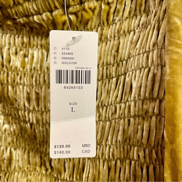 NWT Anthropologie Gold Ochre Velvet Puff Sleeve Top L - Picture 4 of 12